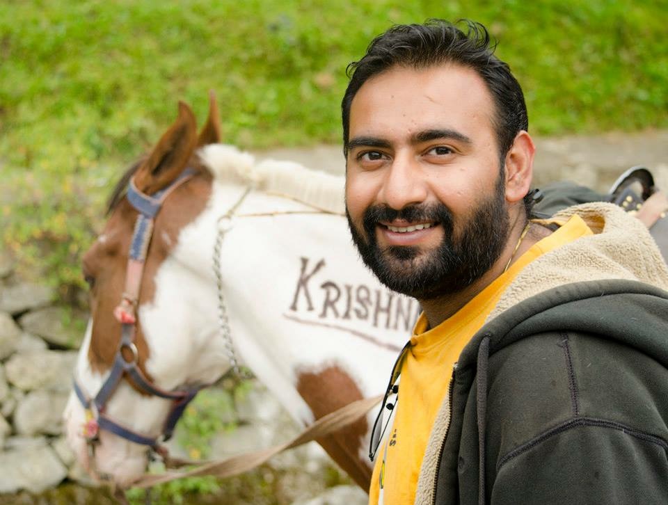 Prakhar with horse Krishna during mountain travels